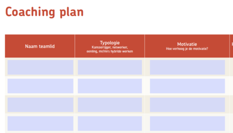 Leidinggeven aan hybride teams Coaching plan