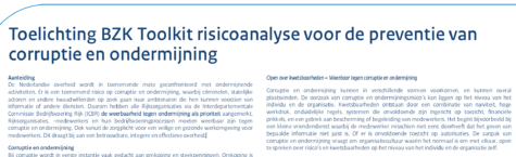 BZK Toolkit risicoanalyse voor preventie van corruptie en ondermijning